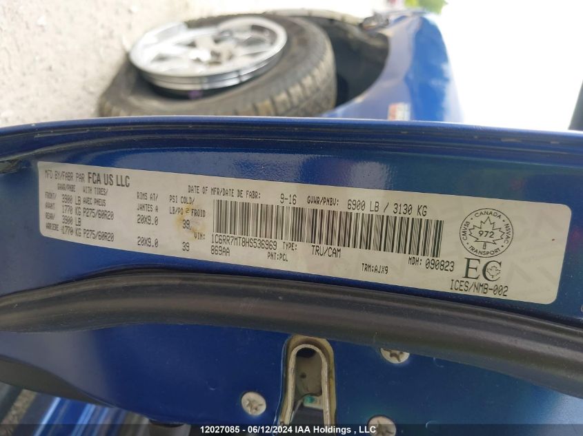 2017 Ram 1500 Sport VIN: 1C6RR7MT8HS536969 Lot: 12027085