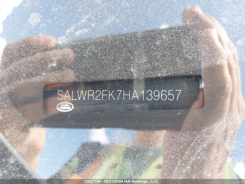 2017 Land Rover Range Rover Sport Hse VIN: SALWR2FK7HA139657 Lot: 12027188