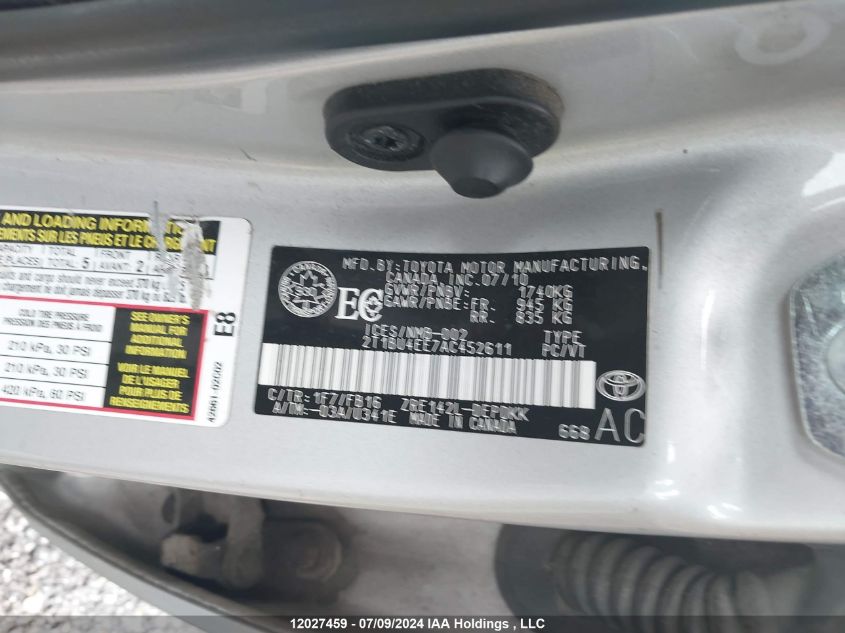 2010 Toyota Corolla VIN: 2T1BU4EE7AC452611 Lot: 12027459