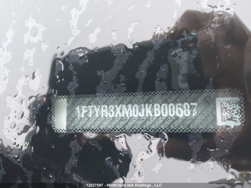 2018 Ford Transit T-250 VIN: 1FTYR3XM0JKB00687 Lot: 12027597