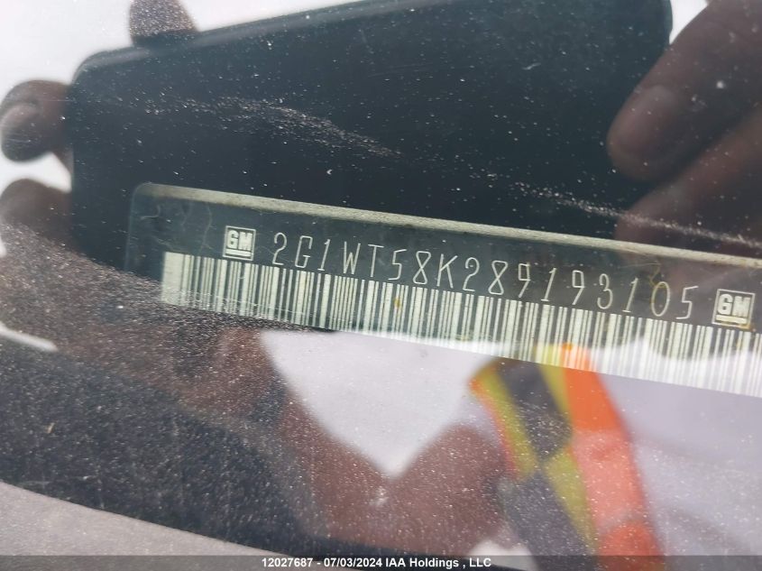 2008 Chevrolet Impala VIN: 2G1WT58K289193105 Lot: 12027687