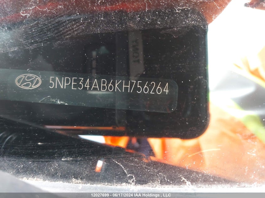 2019 Hyundai Sonata 2.0T Ultimate VIN: 5NPE34AB6KH756264 Lot: 12027699