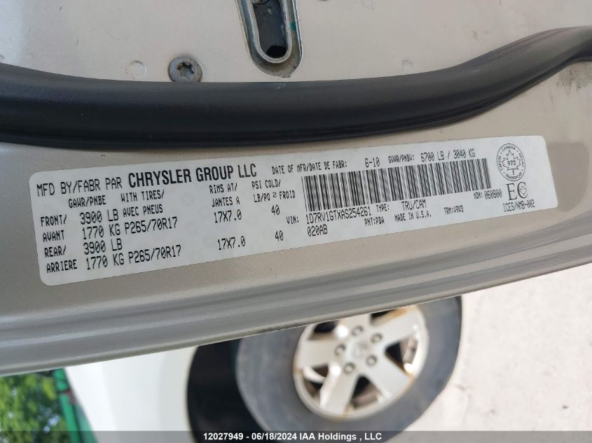 2010 Dodge Ram 1500 Slt/Sport/Trx VIN: 1D7RV1GTXAS254261 Lot: 12027949