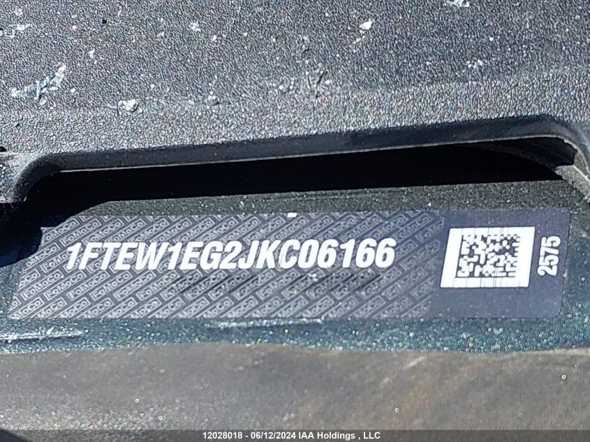 2018 Ford F150 Supercrew VIN: 1FTEW1EG2JKC06166 Lot: 12028018