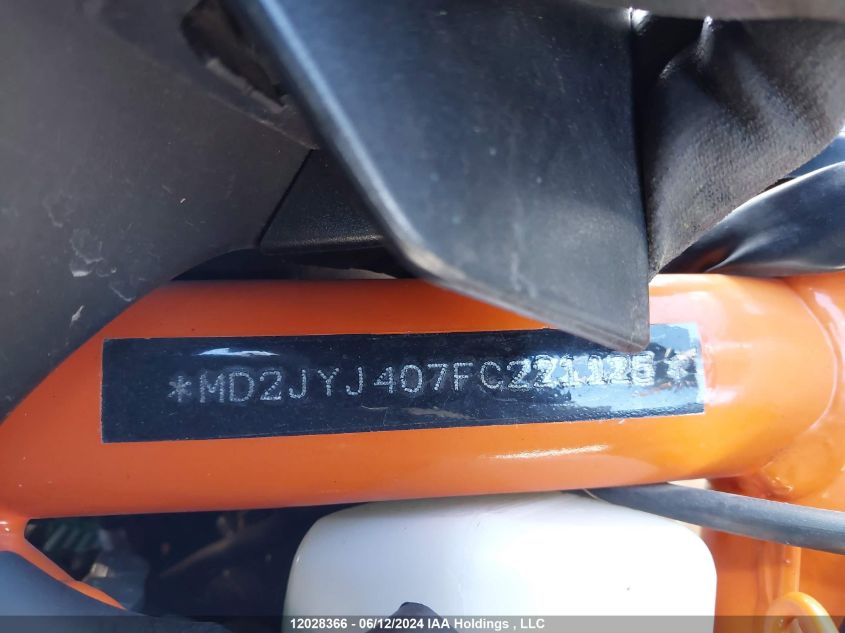 2015 Ktm 390 Duke VIN: MD2JYJ407FC221125 Lot: 12028366