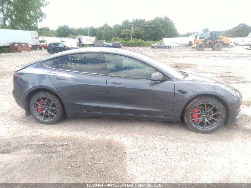 2023 Tesla Model 3 VIN: 5YJ3E1EA7PF408190 Lot: 12028454