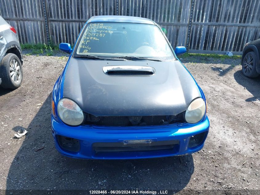 2002 Subaru Impreza Wrx VIN: JF1GD29692G514287 Lot: 12028465