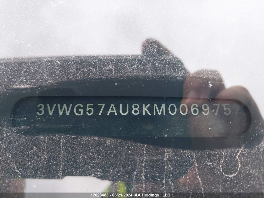 2019 Volkswagen Golf VIN: 3VWG57AU8KM006975 Lot: 12028483