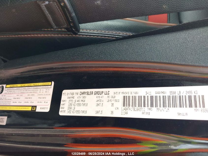 2011 Jeep Wrangler Unlimited 70Th Anniversary VIN: 1J4BA7H17BL602711 Lot: 12028489