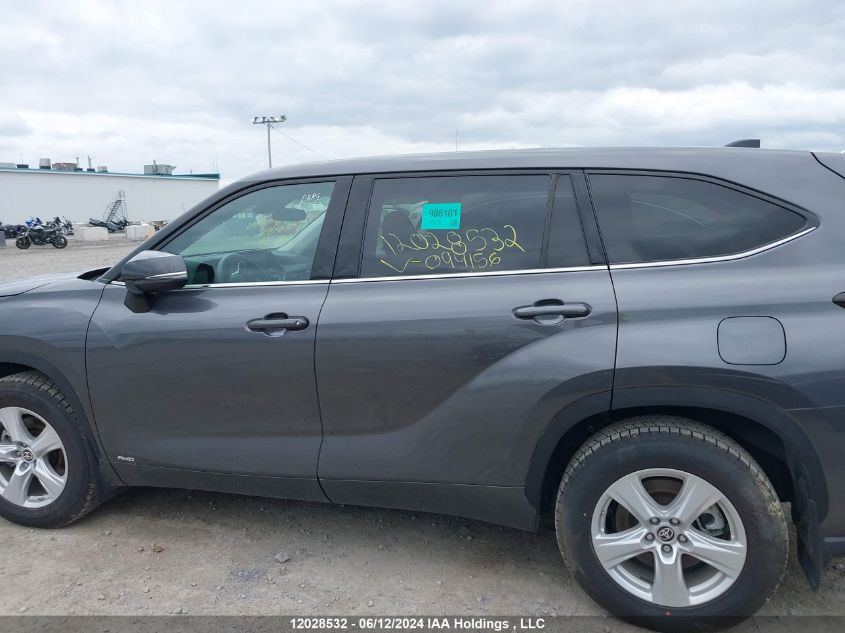 2022 Toyota Highlander Hybrid Le VIN: 5TDBBRCH8NS094156 Lot: 12028532