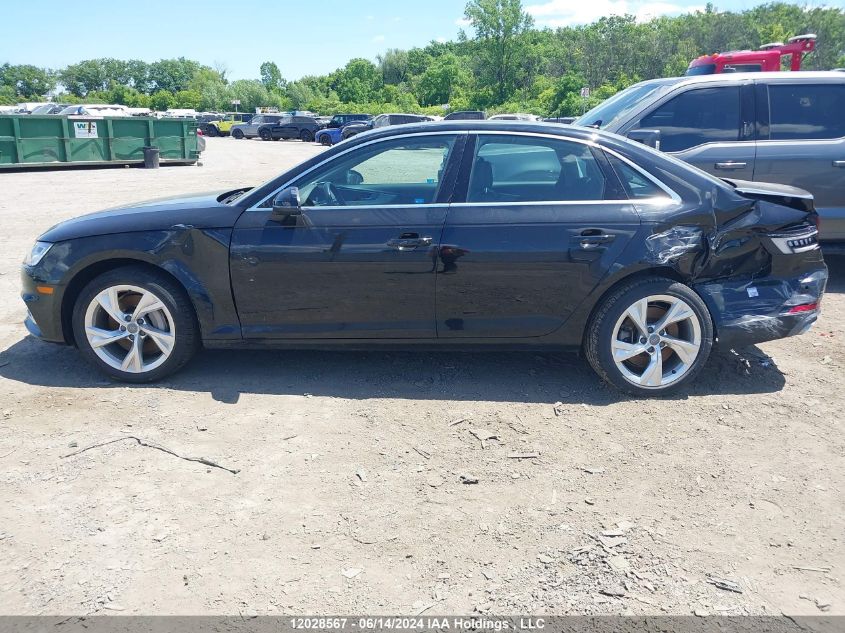 2019 Audi A4 VIN: WAUBNAF46KN004938 Lot: 12028567