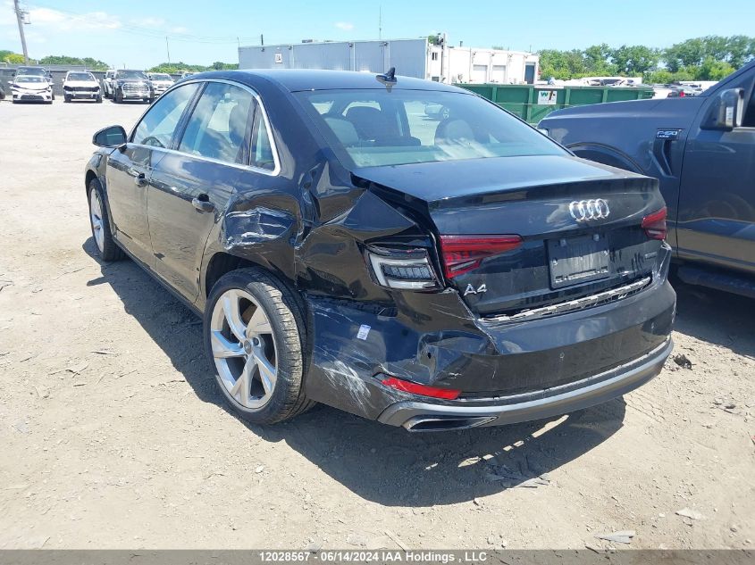 2019 Audi A4 VIN: WAUBNAF46KN004938 Lot: 12028567
