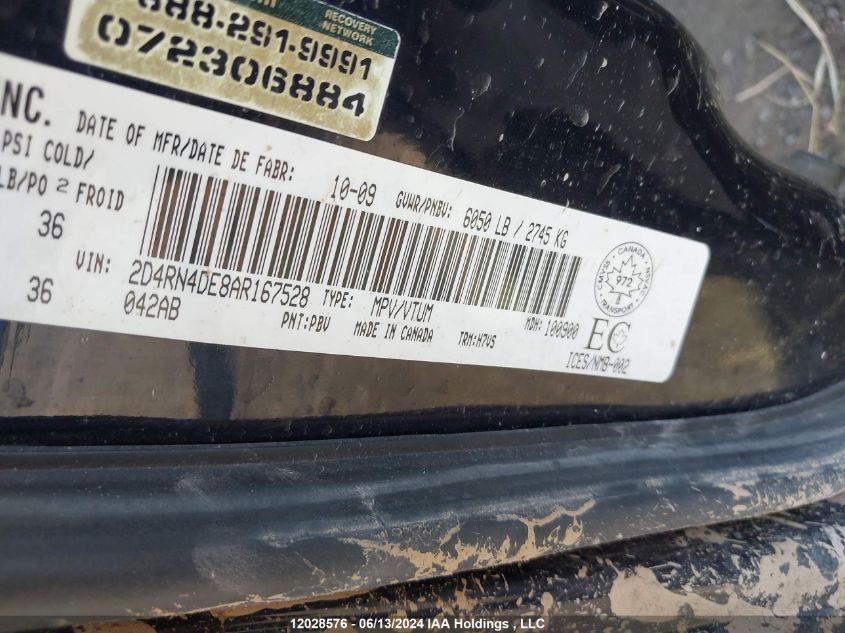 2010 Dodge Grand Caravan Se VIN: 2D4RN4DE8AR167528 Lot: 12028576