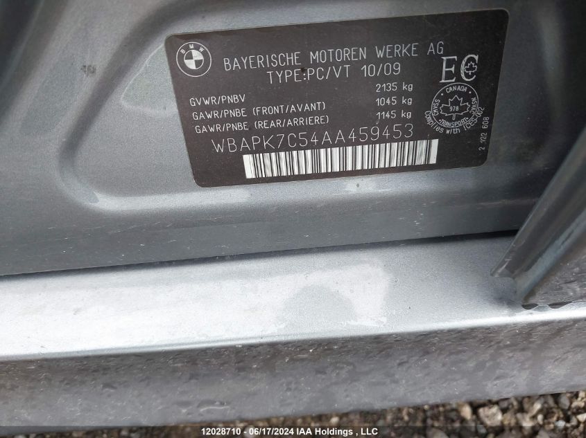 2010 BMW 328 Xi VIN: WBAPK7C54AA459453 Lot: 12028710