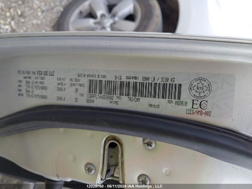 2017 Ram 1500 Slt VIN: 1C6RR7LTXHS528082 Lot: 12028760