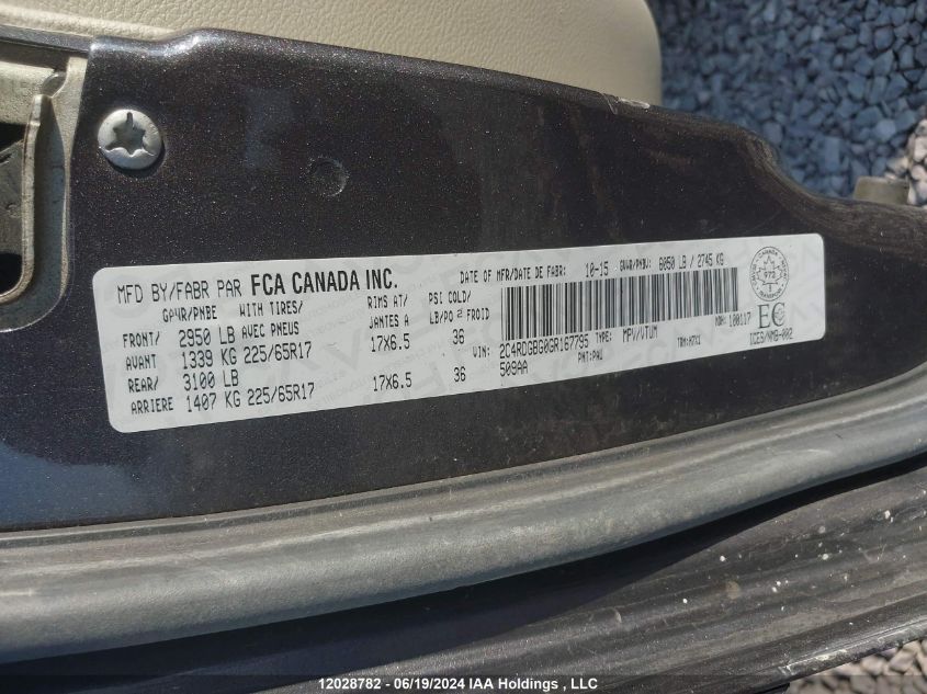 2016 Dodge Grand Caravan Se VIN: 2C4RDGBG0GR167795 Lot: 12028782