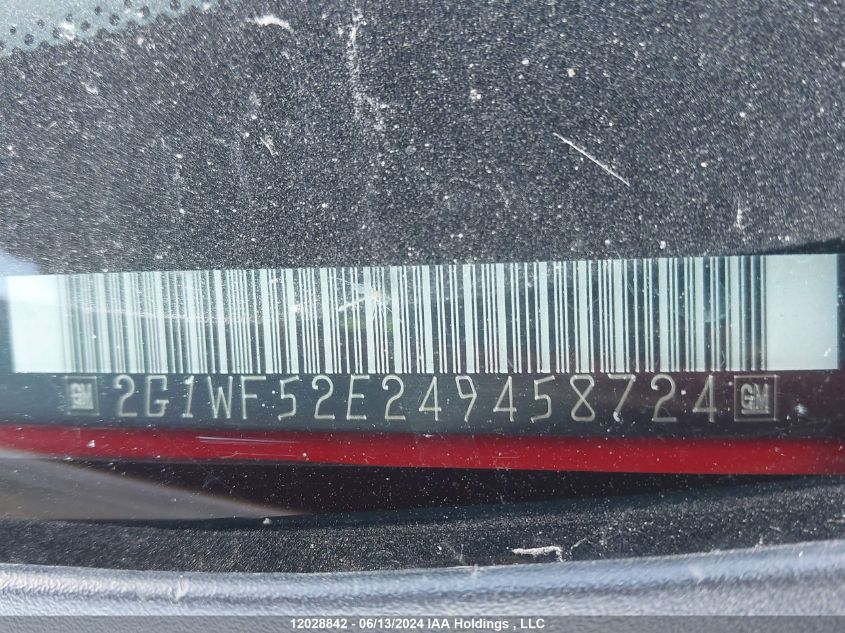 2004 Chevrolet Impala VIN: 2G1WF52E249458724 Lot: 12028842