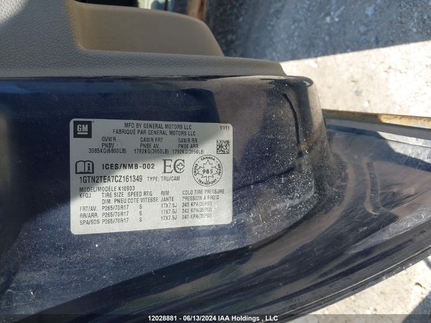 2012 GMC Sierra 1500 VIN: 1GTN2TEA7CZ161349 Lot: 12028881