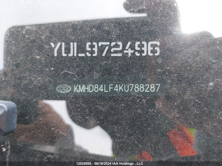 2019 Hyundai Elantra VIN: KMHD84LF4KU788287 Lot: 12028888