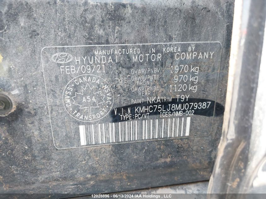 2021 Hyundai Ioniq Se VIN: KMHC75LJ8MU079387 Lot: 12028896