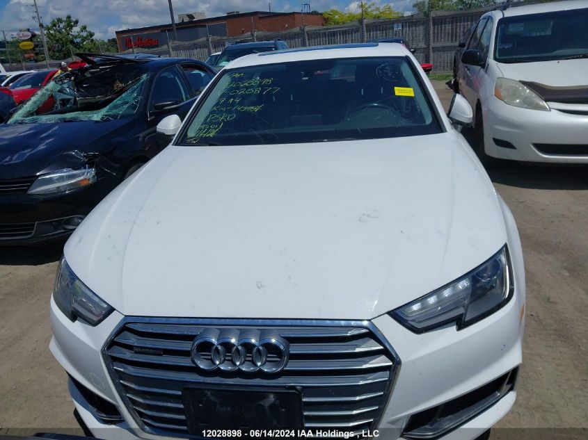 2019 Audi A4 Sedan VIN: WAUANAF4XKN020877 Lot: 12028898