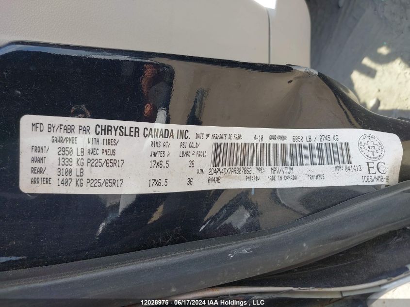 2010 Dodge Grand Caravan Se VIN: 2D4RN4DX7AR307862 Lot: 12028975