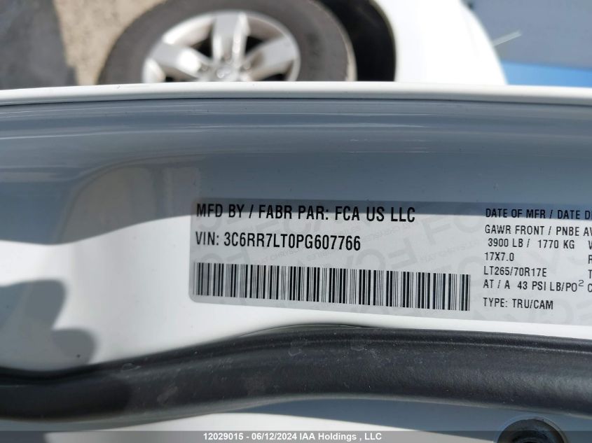 2023 Ram 1500 Classic Slt VIN: 3C6RR7LT0PG607766 Lot: 12029015