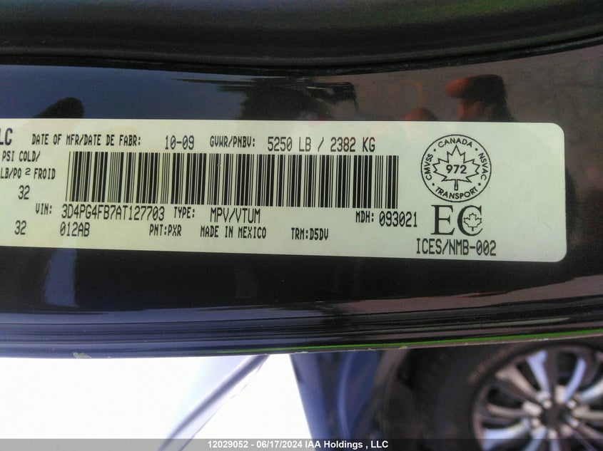 2010 Dodge Journey VIN: 3D4PG4FB7AT127703 Lot: 12029052