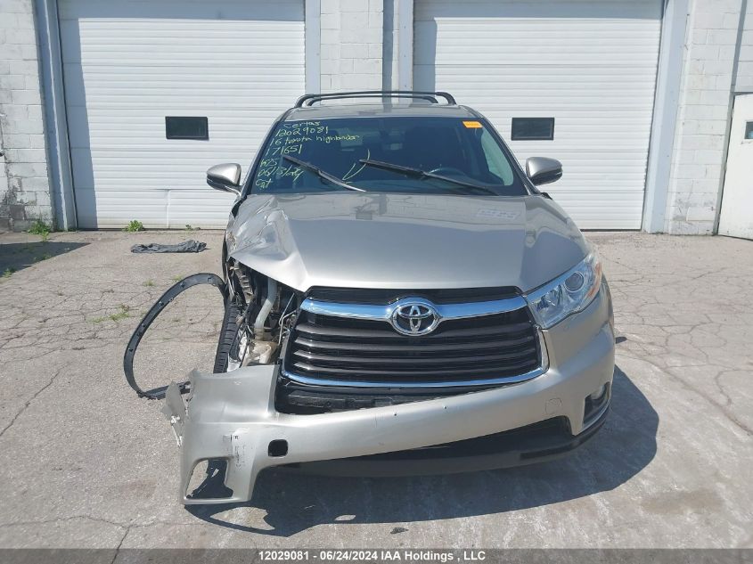 2016 Toyota Highlander Le/Le Plus VIN: 5TDZKRFH2GS171651 Lot: 12029081