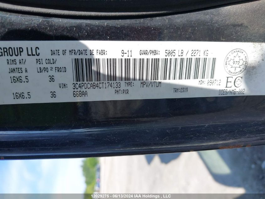 2012 Dodge Journey Cvp/Se Plus VIN: 3C4PDCAB4CT174133 Lot: 12029275