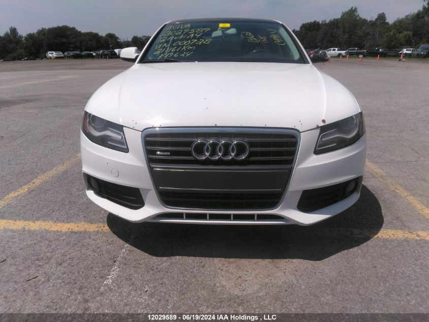 2012 Audi A4 VIN: WAUBFCFL6CN000728 Lot: 12029589