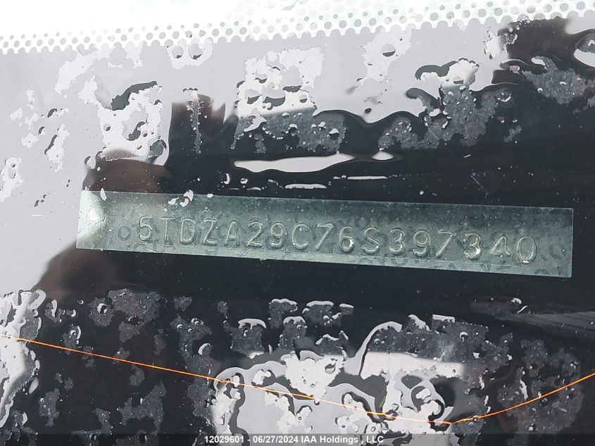 2006 Toyota Sienna Ce 7 Passenger/Ce 8 Passenger VIN: 5TDZA29C76S397340 Lot: 12029601