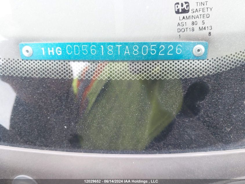 1996 Honda Accord Lx VIN: 1HGCD5618TA805226 Lot: 12029652