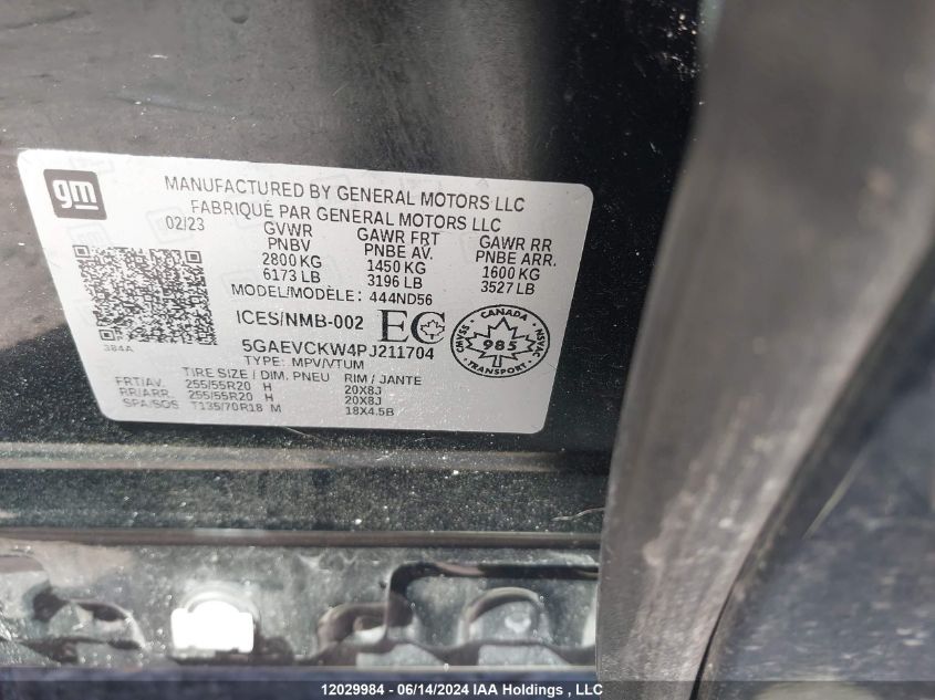 2023 Buick Enclave Avenir VIN: 5GAEVCKW4PJ211704 Lot: 12029984