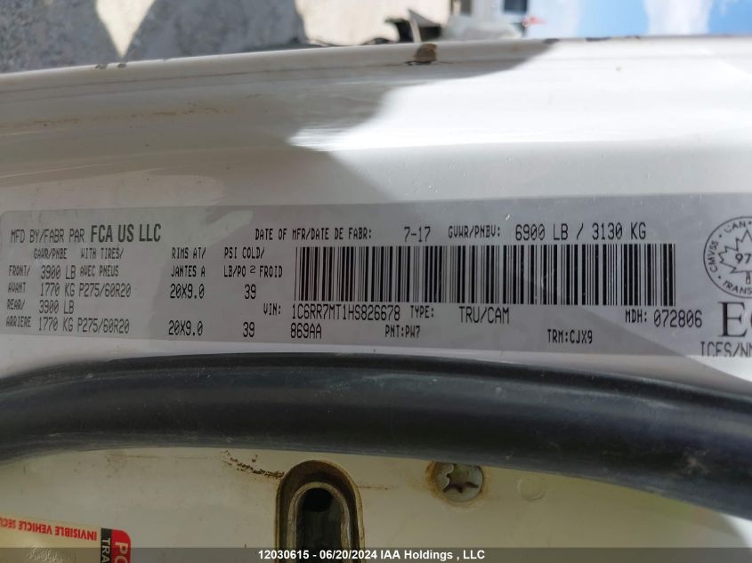 2017 Ram 1500 Sport VIN: 1C6RR7MT1HS826678 Lot: 12030615