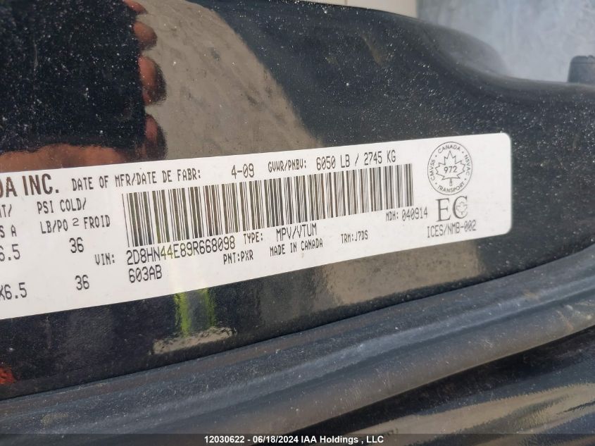 2009 Dodge Grand Caravan Se VIN: 2D8HN44E89R668098 Lot: 12030622