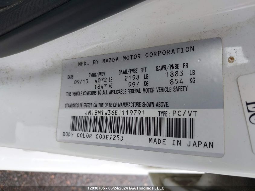 2014 Mazda Mazda3 VIN: JM1BM1W36E1119791 Lot: 12030705