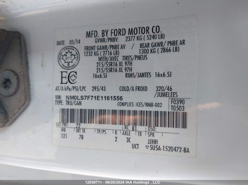 2014 Ford Transit Connect Xlt VIN: NM0LS7F71E1161556 Lot: 12030711