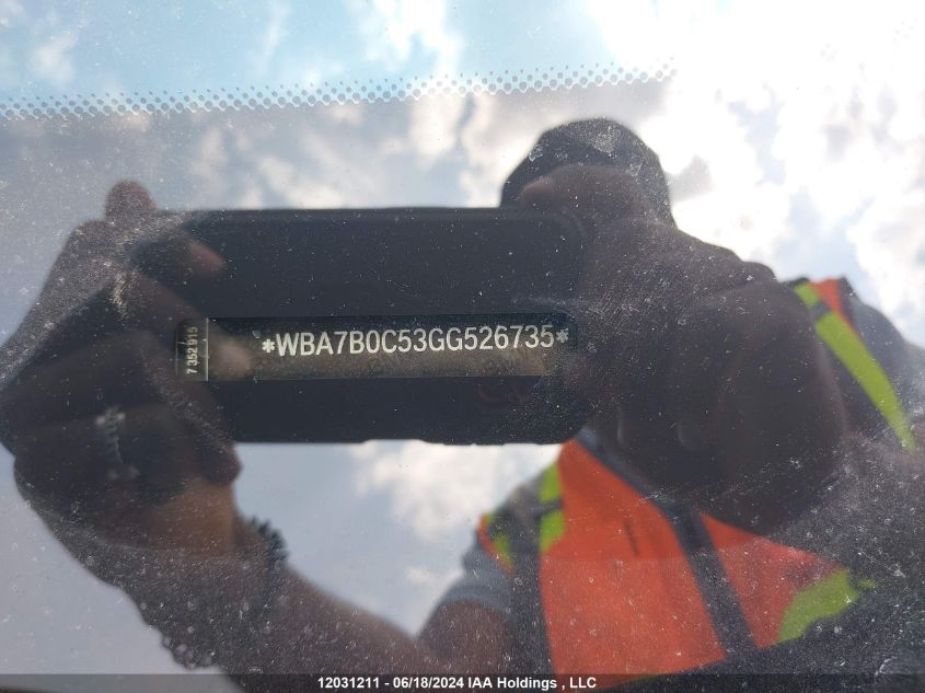 2016 BMW 750 Xi VIN: WBA7B0C53GG526735 Lot: 12031211