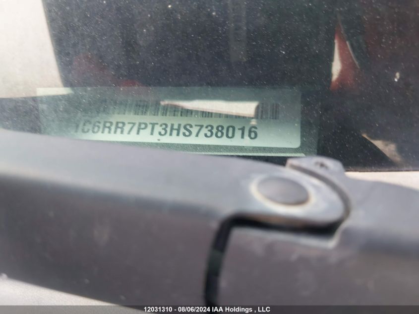 2017 Ram 1500 Longhorn VIN: 1C6RR7PT3HS738016 Lot: 12031310