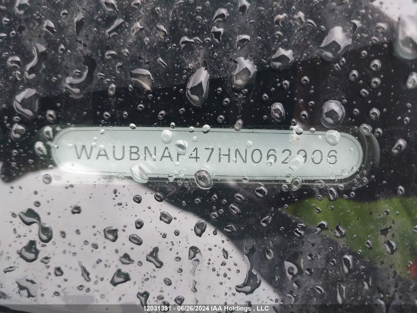 2017 Audi A4 VIN: WAUBNAF47HN062906 Lot: 12031391