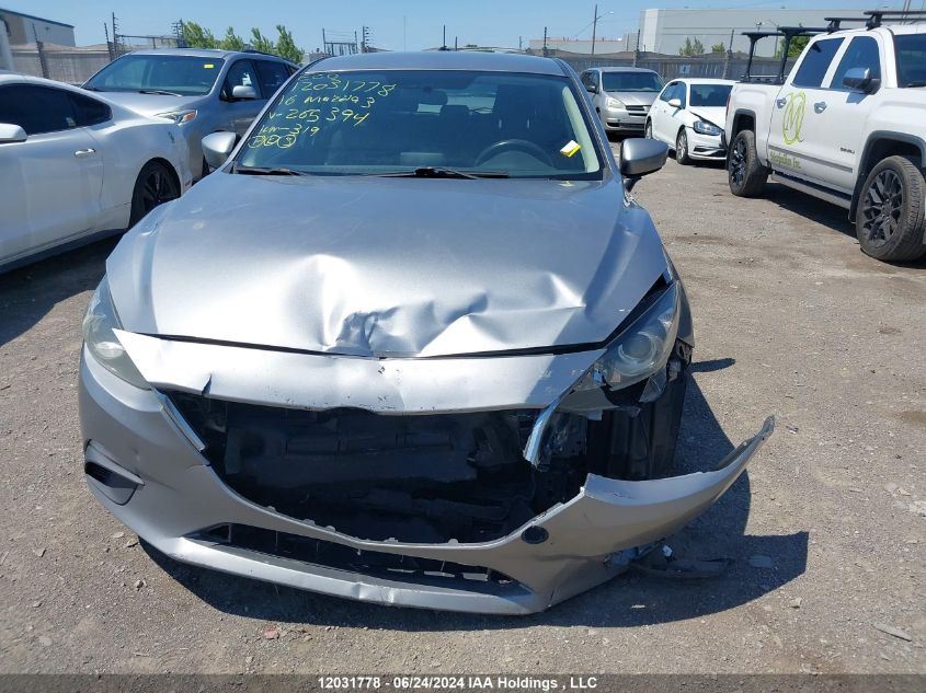 2016 Mazda Mazda3 VIN: 3MZBM1K78GM265394 Lot: 12031778