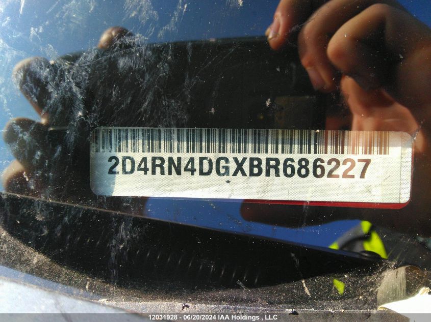 2011 Dodge Grand Caravan VIN: 2D4RN4DGXBR686227 Lot: 12031928