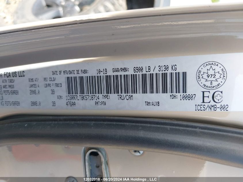 2019 Ram 1500 Classic Slt VIN: 1C6RR7LT8KS718714 Lot: 12032018