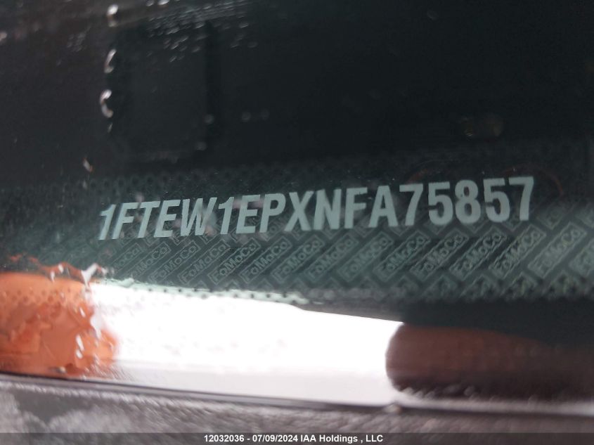 2022 Ford F150 Supercrew VIN: 1FTEW1EPXNFA75857 Lot: 12032036