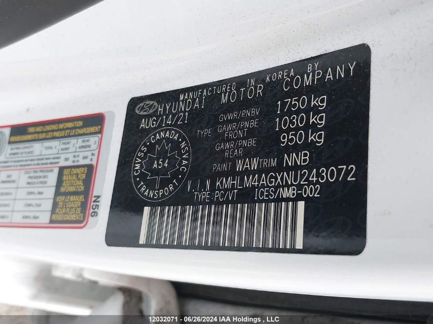 2022 Hyundai Elantra Preferred Ivt VIN: KMHLM4AGXNU243072 Lot: 12032071