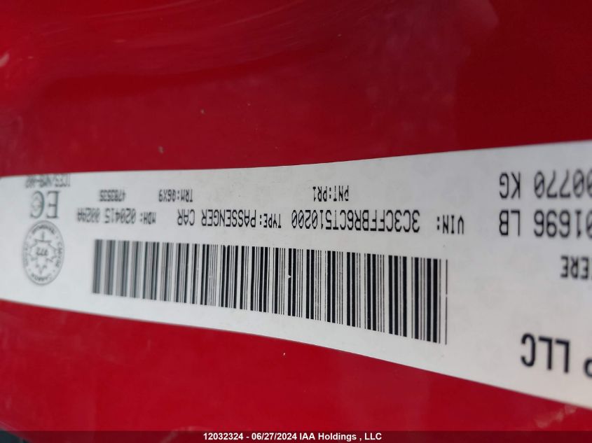 2012 Fiat 500 VIN: 3C3CFFBR6CT510200 Lot: 12032324