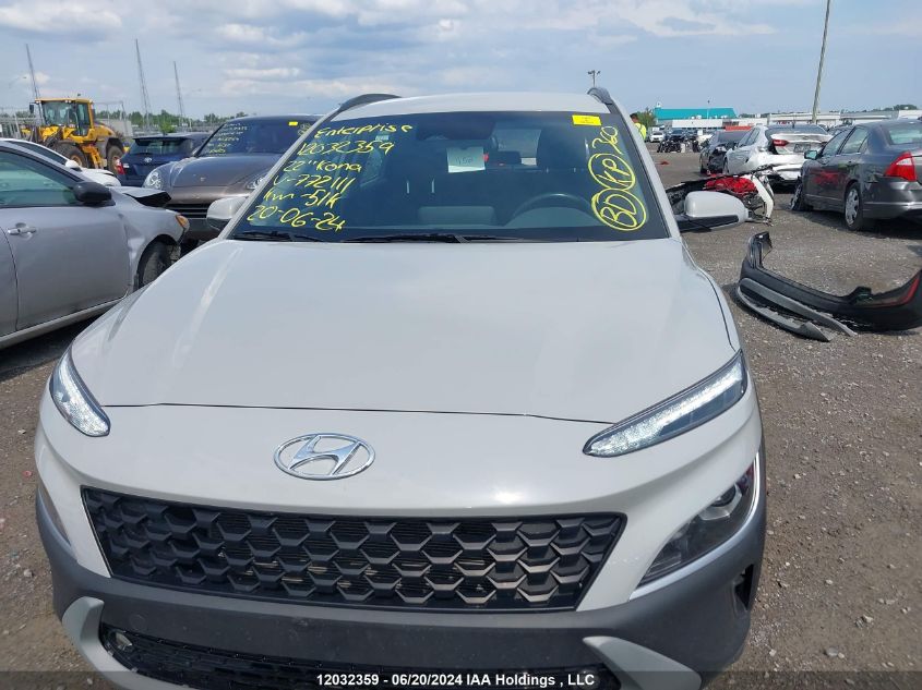 2022 Hyundai Kona Sel/Se VIN: KM8K2CAB9NU772111 Lot: 12032359