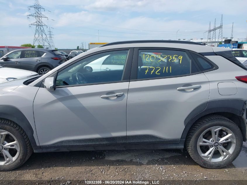 2022 Hyundai Kona Sel/Se VIN: KM8K2CAB9NU772111 Lot: 12032359