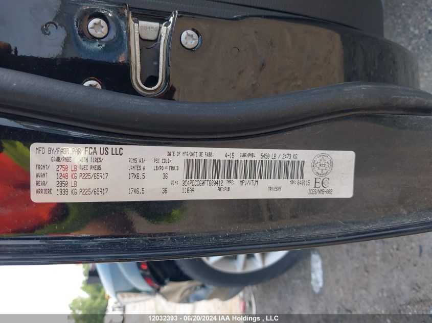 2015 Dodge Journey Sxt VIN: 3C4PDCCG0FT680412 Lot: 12032393